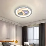Lustră LED KATHLEEN RGB 16W, lumină caldă/neutră, design geometric, alb