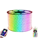 Bandă LED 5050 RGB la 220V, 1 m, pentru interior/exterior, din silicon
