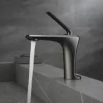 Baterie lavoar din alamă sanitară, gun grey satinat, Korman Technik 10007N