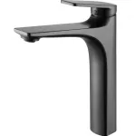 Baterie lavoar înaltă gun grey din alamă sanitară, finisaj satinat, 27 cm