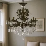 Candelabru cu cristal SANSSOUCI Magno, 8xE14, diametru 65 cm, alama antichizata