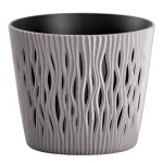 Ghiveci cu inserție Sandy Round 190, 19 cm, culoare mocca, model frunze