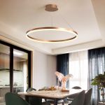 Lustră LED suspendată ANINA 34W, cerc 50 cm, dimabilă, auriu lucios cu alb