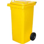 Pubelă ICS 120 L galbenă din plastic, cu roți, pentru colectarea deșeurilor