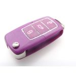 Carcasă cheie briceag 3 butoane, mov, design nou – compatibil VW/Seat/Skoda