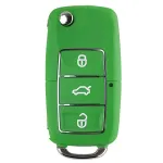 Carcasă cheie briceag 3 butoane verde, design nou, compatibilă VW/Seat/Skoda