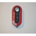 Carcasă cheie tip briceag compatibilă Fiat 500, roșie cu steluțe, lamelă SIP22