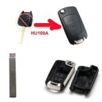 Carcasă cheie tip briceag compatibilă Opel, 2 butoane, lamelă HU100 (OEM)