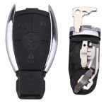 Carcasă cheie SmartKey compatibilă Mercedes-Benz, 3 butoane, model cromat