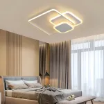 Lustră LED ANEMONA 75W cu telecomandă, 3 pătrate, dimabilă, alb