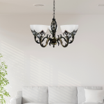 Lustra Rustic COTTAGE, 5*E27, Bronz Antichizat, Metal si Sticla