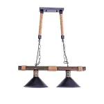 Lustră tradițională rustică 2xE27, maro, din sfoară, metal și lemn