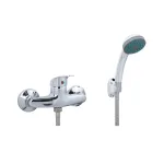 Baterie de duș monocomandă cromată, montaj pe perete, set cu pară duș CD000
