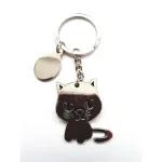 Breloc metalic cu pisică, model lucios, accesoriu pentru chei și geantă
