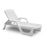 Sezlong de Plaja sau Gradina, reglabil, dimensiune 190 x 46 x 71 cm, material plastic, culoare Alb FAVLine Selection