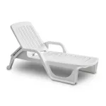 Sezlong de Plaja sau Gradina, reglabil, dimensiune 190 x 46 x 71 cm, material plastic, culoare Alb FAVLine Selection