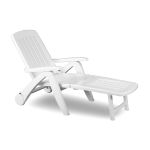 Sezlong de Plaja sau Gradina, reglabil, dimensiune 190 x 60 x 72 cm, material plastic, culoare Alb FAVLine Selection