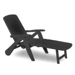 Sezlong de Plaja sau Gradina, reglabil, dimensiune 190 x 60 x 72 cm, material plastic, culoare Negru FAVLine Selection