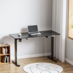 Birou inaltime reglabila Stryn otel 140x60cm negru [pro.tec] HausGarden Leisure