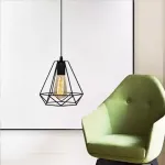 Lustră pendul STRUKTUR tip diamant, metal negru, 1xE27, 100 cm