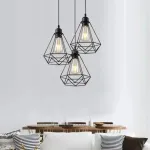 Lustră cu 3 pendule tip diamant STRUKTUR, metal negru, 3xE27, 95 cm