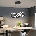 Lustră LED suspendată INFINITY LOOP 61W cu telecomandă, dimabilă, negru, înălțime reglabilă