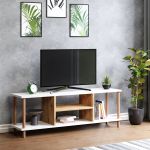 Masa TV Eroskobing  43x120x29 cm alb efect lemn [en.casa] HausGarden Leisure