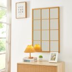 Oglinda de perete, en.casa, Cupello, 90 x 60 cm, mdf, auriu, dreptunghiulara HausGarden Leisure