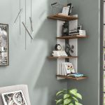 Raft de colt Hasvik 39,5x39,5x90cm alb/efect nuc [en.casa] HausGarden Leisure