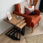 Satztisch Rørvig im 3er Set Kiefernholz, gebeizt [en.casa] HausGarden Leisure