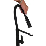 Baterie de bucătărie negru mat din alamă sanitară, 45 cm, CF2045