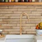 Baterie de bucătărie aurie cu duș extractibil din alamă sanitară, CF2043