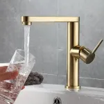 Baterie pentru lavoar aurie din alamă sanitară Korman Technik 9107D