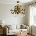 Candelabru din cristal SANSSOUCI Magno, 6xE14, Ø62 cm, alama antichizata