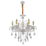 Candelabru SANSSOUCI 6xE14 Cristal si Metal – Design Clasic, Alb Argintiu