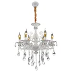 Candelabru Sanssouci cu 6 lumini, cristal si metal alb-argintiu, design clasic