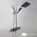 Coloană de duș din inox cu afișaj LCD, negru-crom, 3 funcții SJG/006