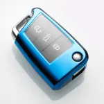 Husă cheie auto tip briceag pentru Golf MK7, TPU premium, aspect piele