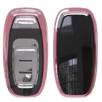 Husă pentru cheie Audi Smartkey 3 butoane, roz, TPU+PC, compatibilă A6/A7/A8 4G