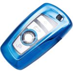 Husă cheie BMW Smartkey 3/4 butoane, albastră, TPU+PC, compatibilă Seria F