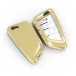 Husă cheie Smartkey pentru BMW Seria G, 4 butoane, aurie, TPU+PC