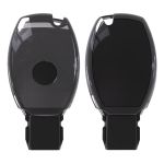 Husă cheie Smartkey compatibilă Mercedes-Benz, 3 butoane, neagră, TPU+PC