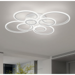 Lustră LED BETTY 127W cu telecomandă, 8 cercuri, dimabilă, alb mat