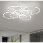 Lustră LED BETTY 127W cu telecomandă, 8 cercuri, dimabilă, alb mat
