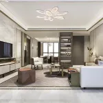 Lustră LED Sunflower 98W dimabilă cu telecomandă, 9 elemente, alb