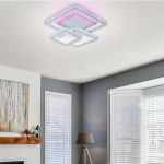 Lustra LED cu telecomanda si cristal LEILA 87W, 3 Patrate, lumina Rece/Calda/Neutra, Dimabila, Alb