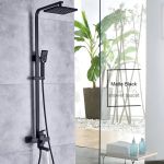 Coloană de duș din inox negru mat, efect ploaie, 3 funcții, montaj pe perete HS007