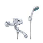 Baterie pentru cadă crom lucios, set complet cu pipă pivotantă 18 cm și duș