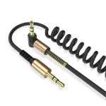 Cablu audio jack 3.5 mm spiral 1.8 m, mufe 90° pentru auto AUX