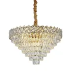 Candelabru din cristal Windsor Supremo, 10xE14, Ø80 cm, auriu lucios, inaltime reglabila